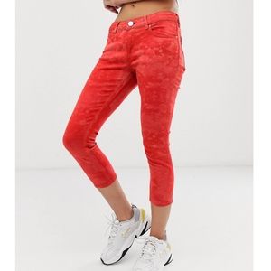 ASOS Whitby Low Rise Skinny Jeans Orange Tie-Dye